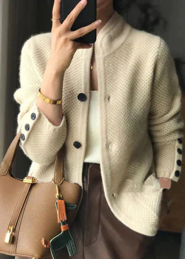 LARISSA - CARDIGAN EN CACHEMIRE CON COLLO ALTO