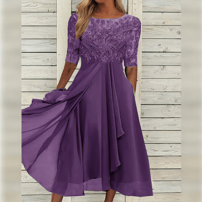 Taryn® | Robe mi-longue élégante en dentelle 