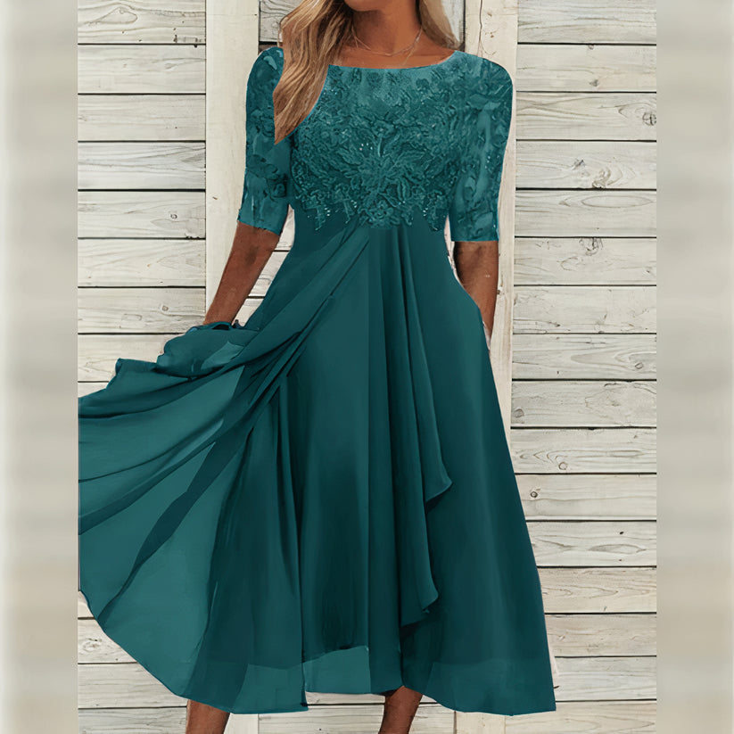 Taryn® | Robe mi-longue élégante en dentelle 