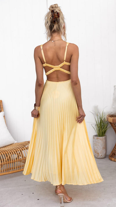 Eline | Robe longue élégante à col en V et jupe plissée