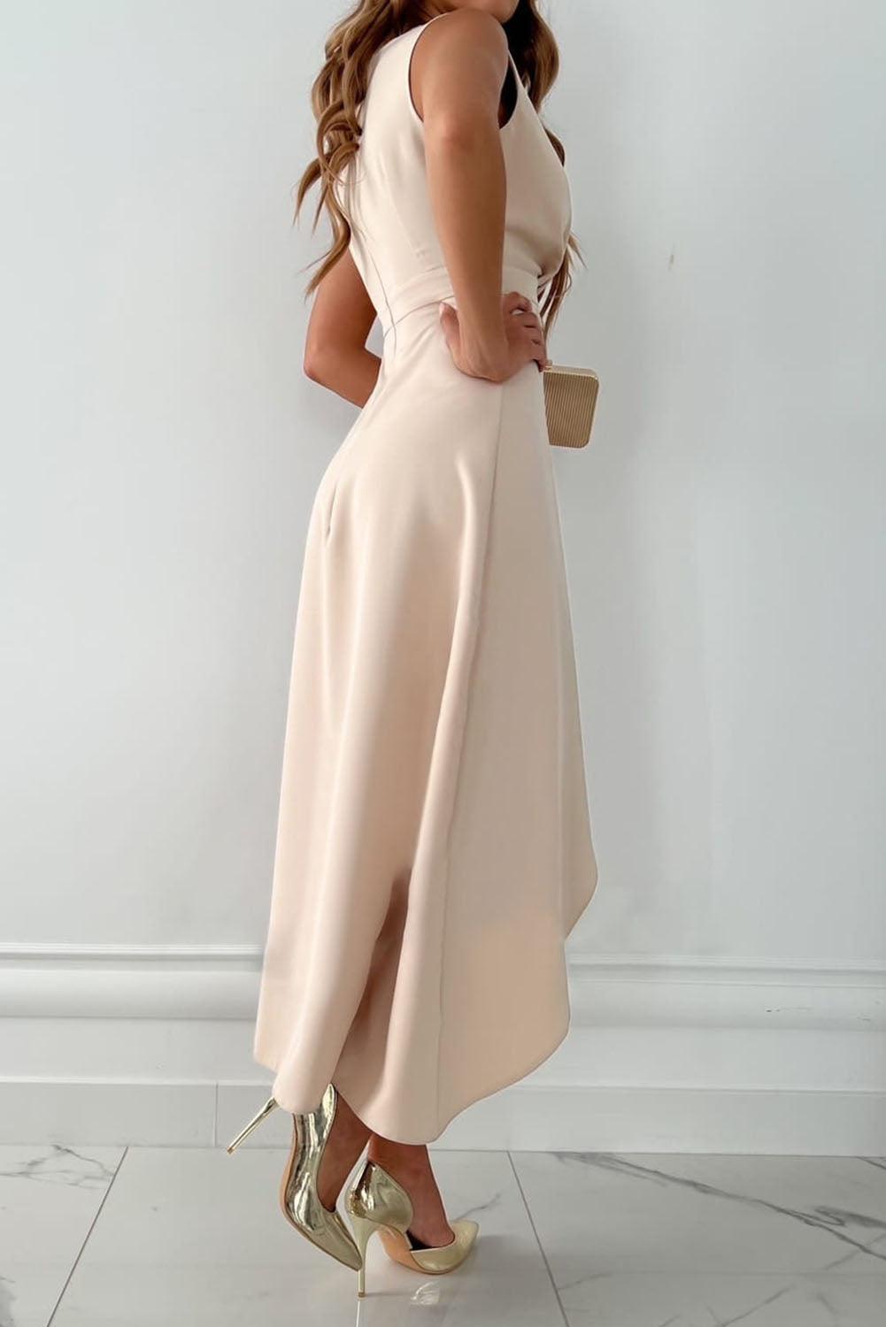 Mandy - Robe mi-longue portefeuille chic à col en V