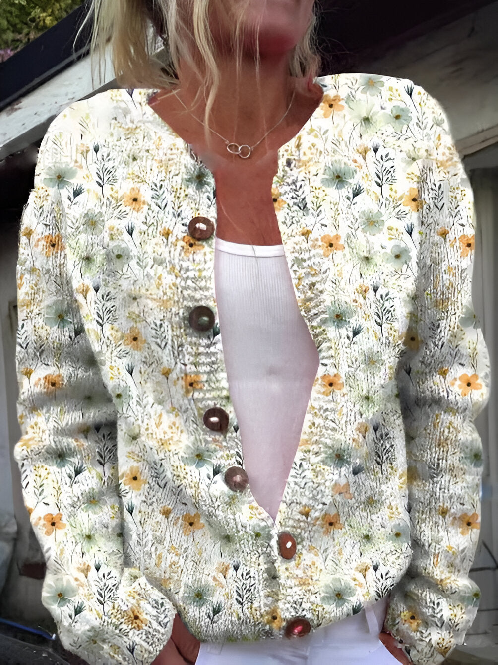Barbara | Cardigan en Maglia Floreale di Lusso 
