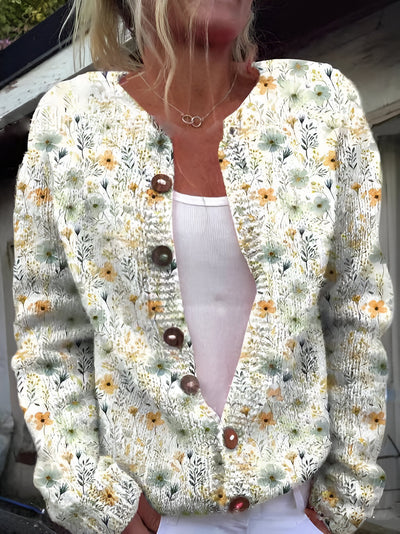 Barbara | Cardigan en Maglia Floreale di Lusso 