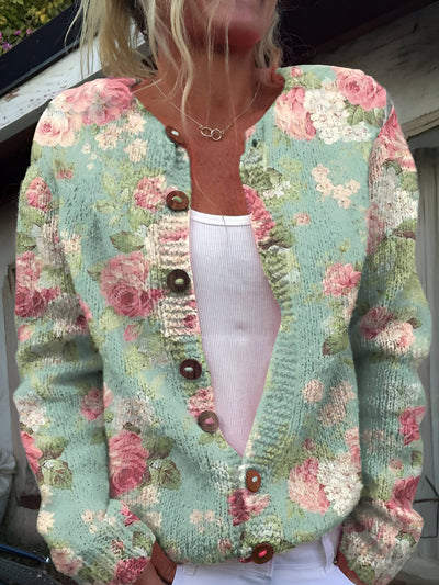 Barbara | Cardigan en Maglia Floreale di Lusso 