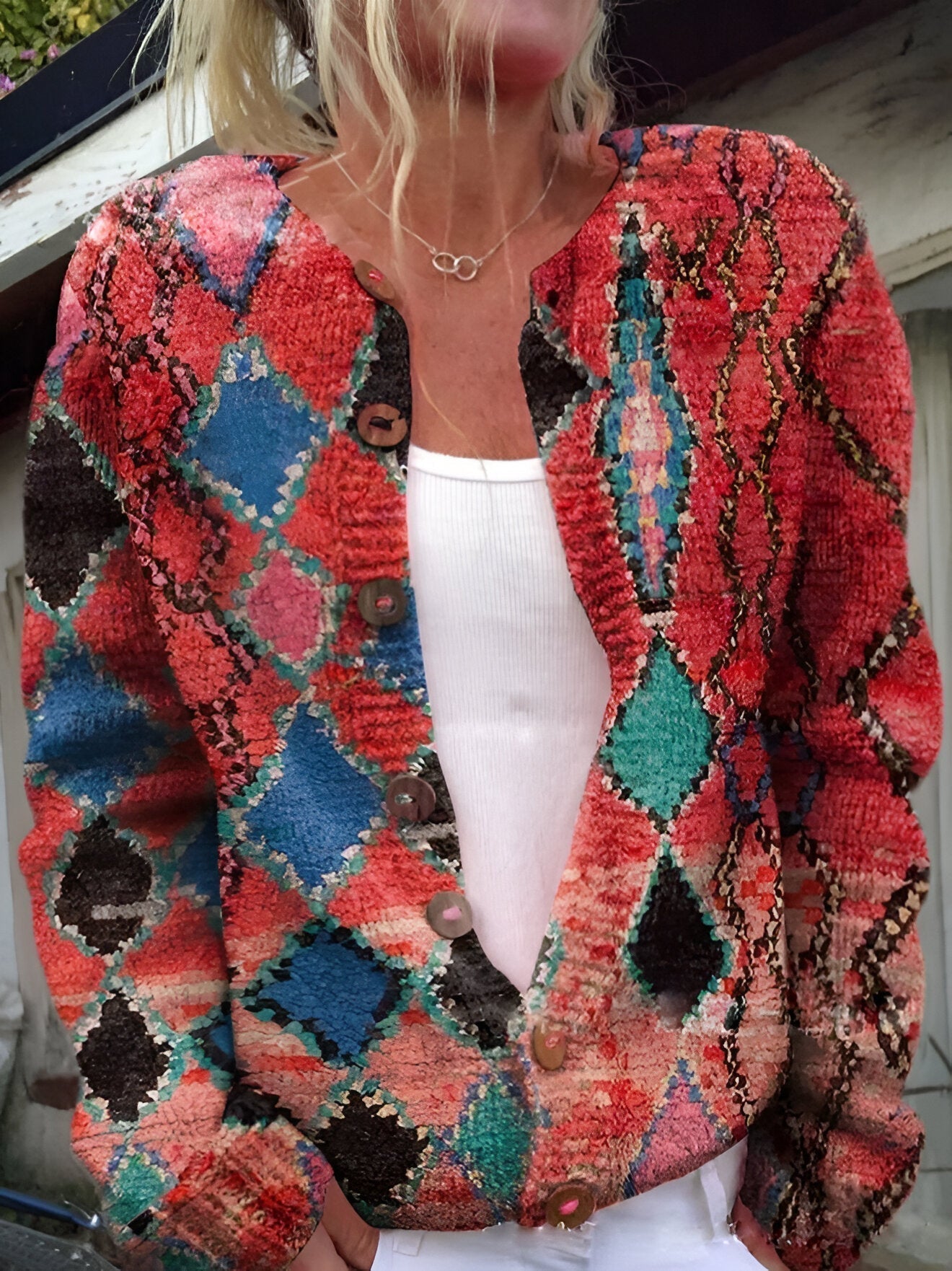 Barbara | Cardigan en Maglia Floreale di Lusso 