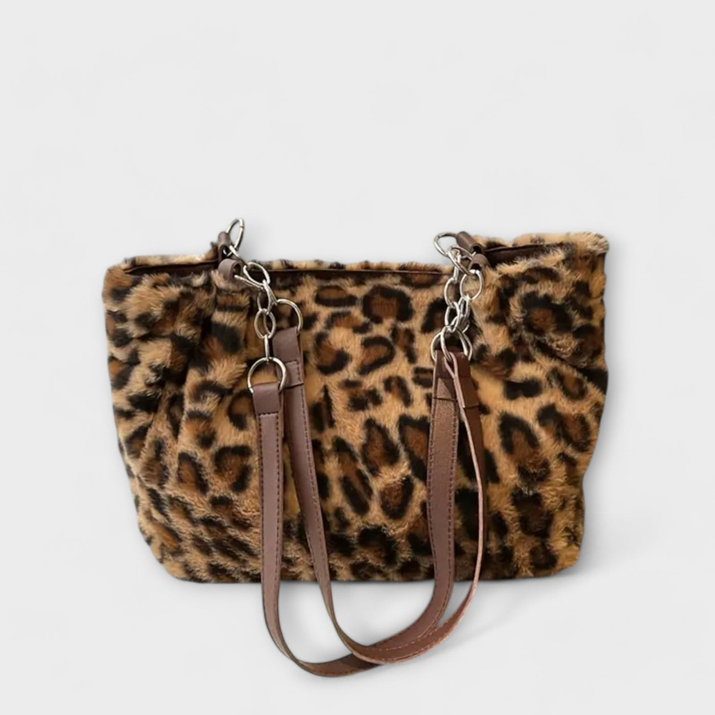Nora. - Bourse à tracolla alla moda en morbido pelliccia sintetica avec motif léopard