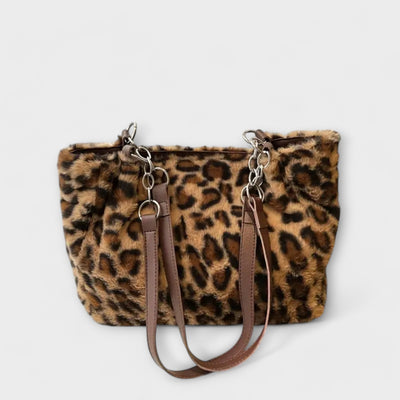 Nora. - Bourse à tracolla alla moda en morbido pelliccia sintetica avec motif léopard