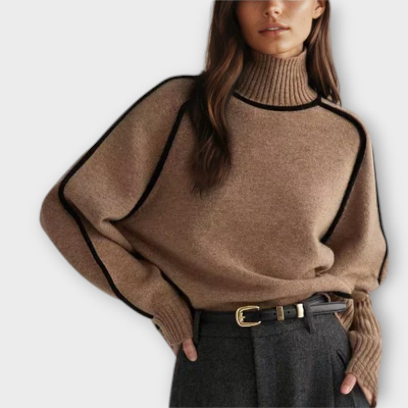 Brielle | Maglione à Collo Alto à Costine pour Donna | Morbido et Structure
