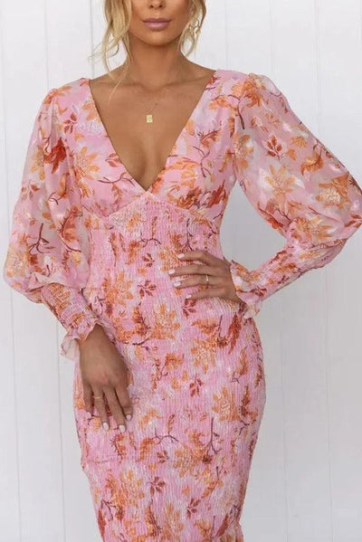 Melissa - Robe mi-longue à volants fleuris