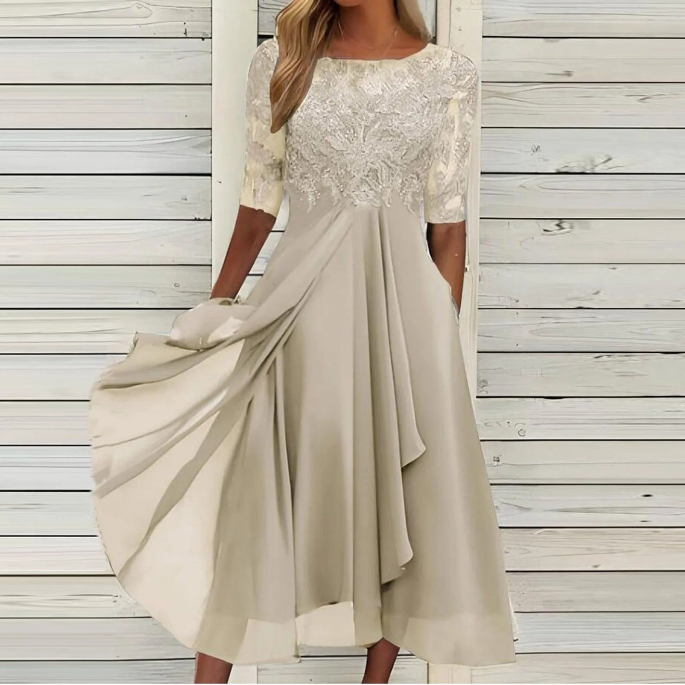 Taryn® | Robe mi-longue élégante en dentelle 