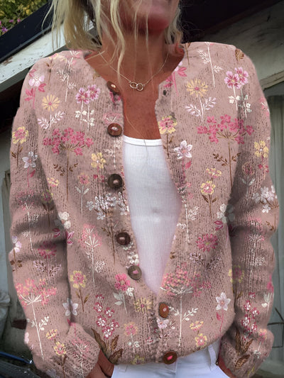 Barbara | Cardigan en Maglia Floreale di Lusso 