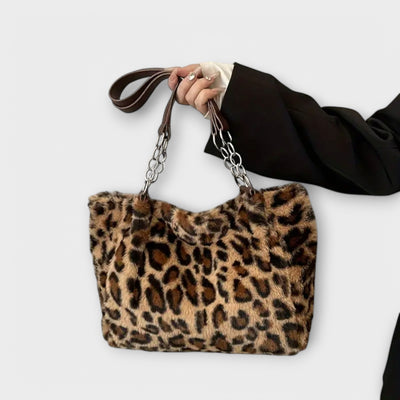 Nora. - Bourse à tracolla alla moda en morbido pelliccia sintetica avec motif léopard