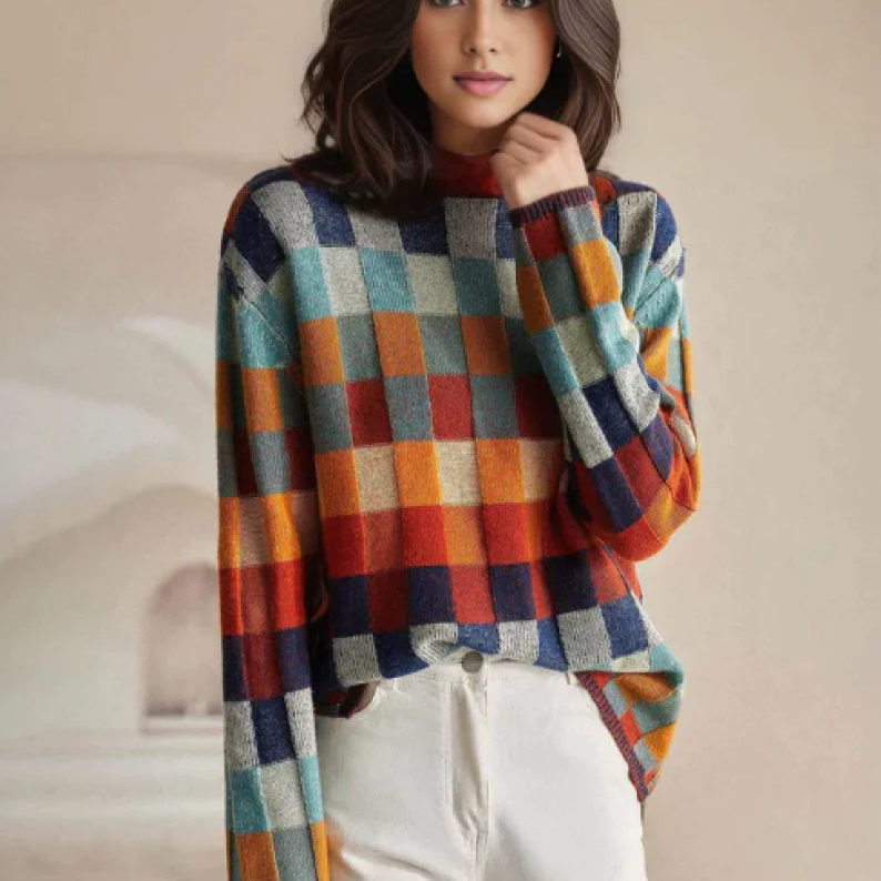PENELOPE™ | PULL PATCHWORK CON COLLO ALTO