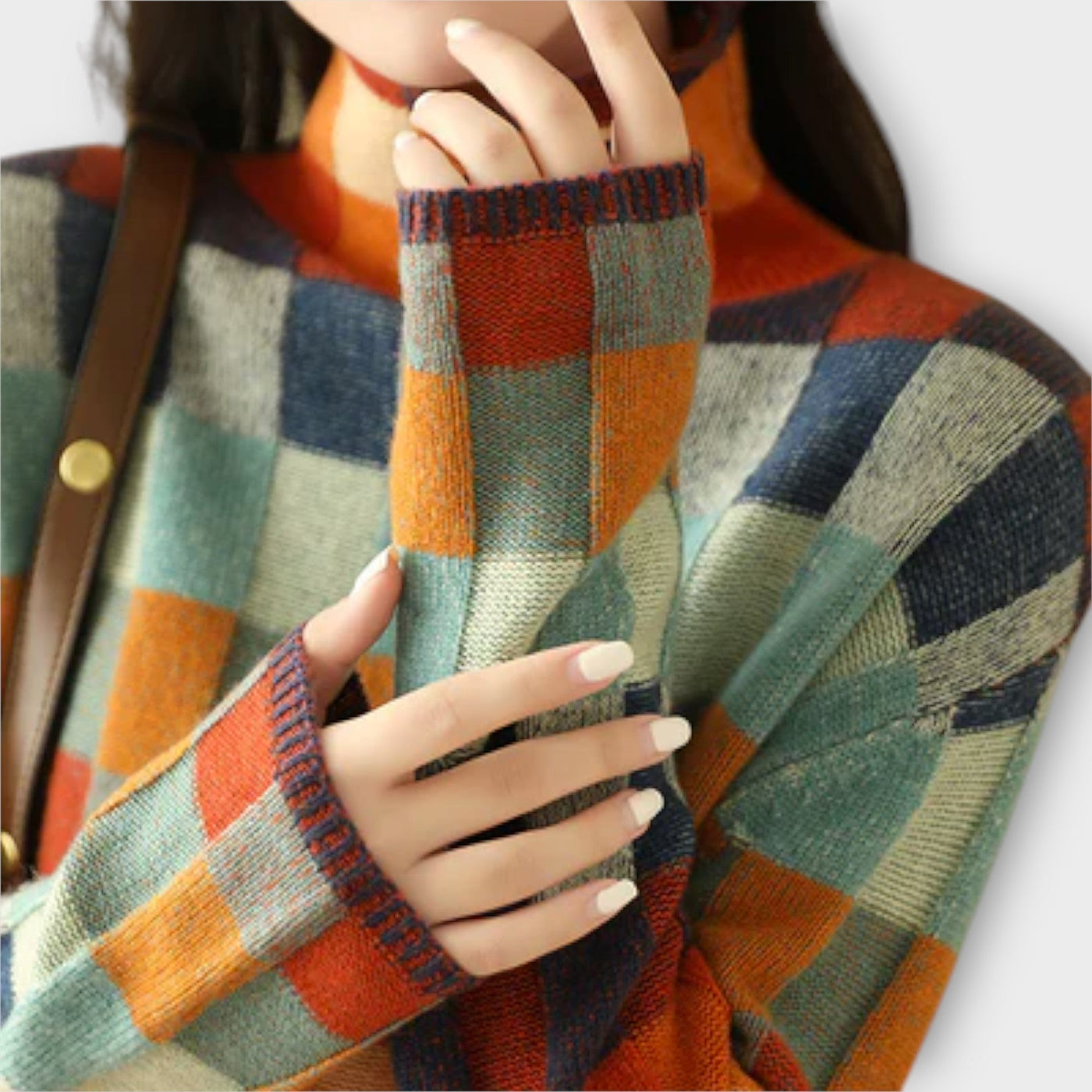 Erika - Maglione à Collo Alto Patchwork