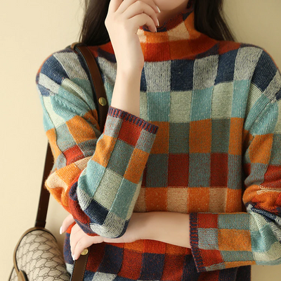PENELOPE™ | PULL PATCHWORK CON COLLO ALTO