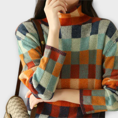 Erika - Maglione à Collo Alto Patchwork