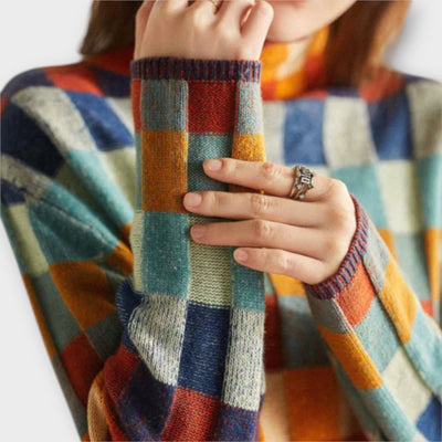 Erika - Maglione à Collo Alto Patchwork