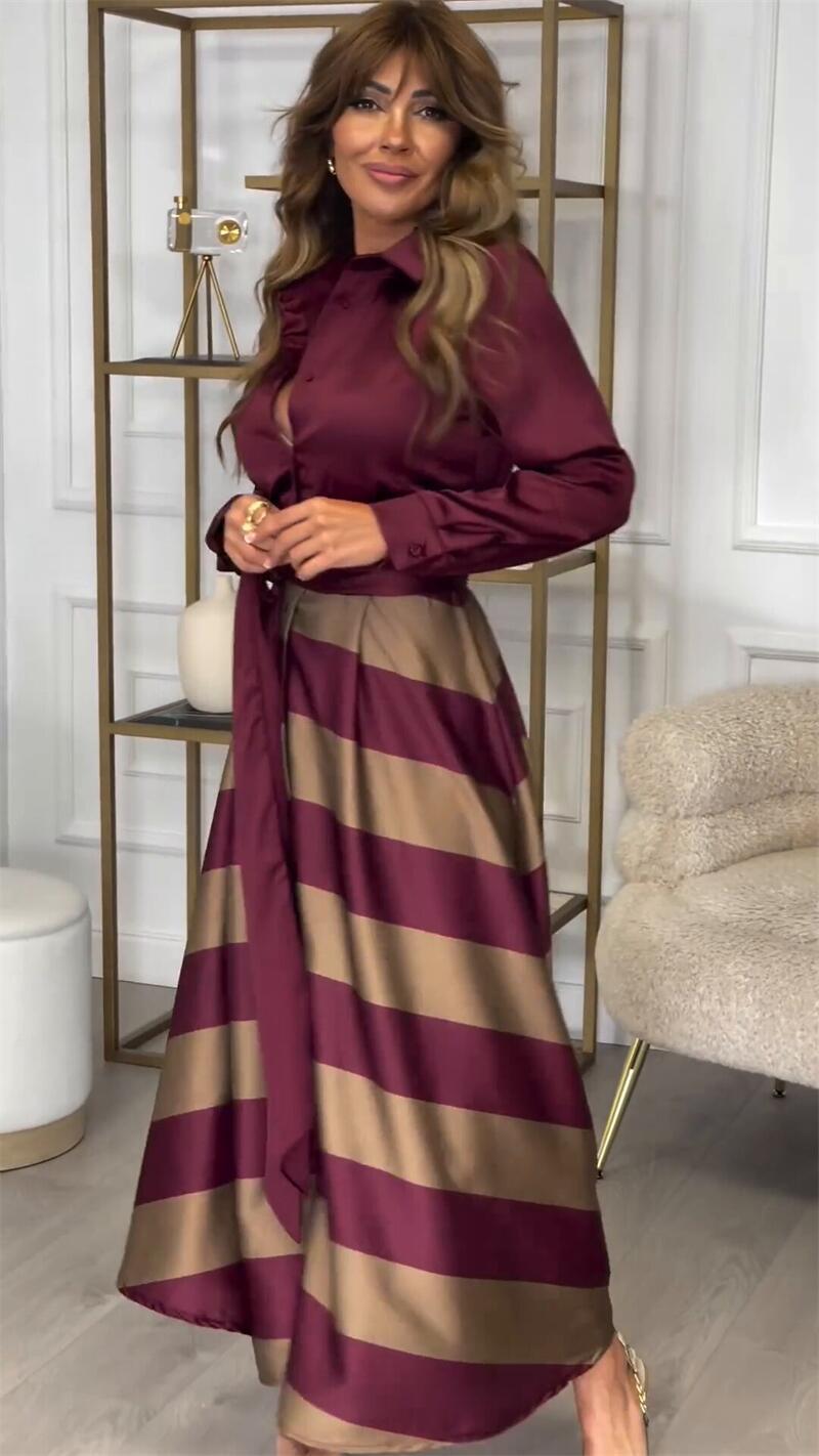 Yvonne | Robe longue à rayures 