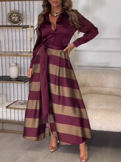 Yvonne | Robe longue à rayures 